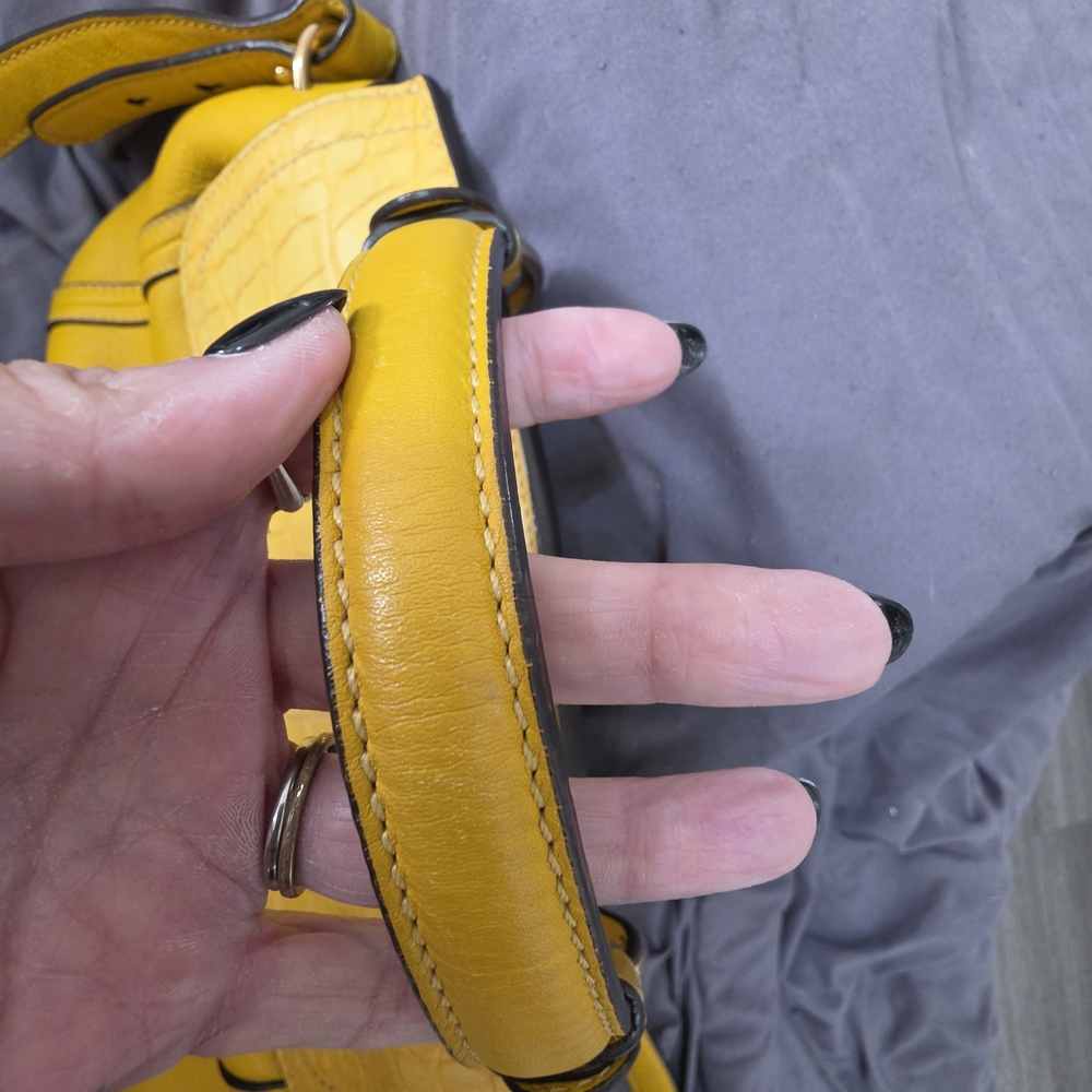 MCM Yellow Croc-Texture Top Handle Shoulder Bag - Picture 12 of 15